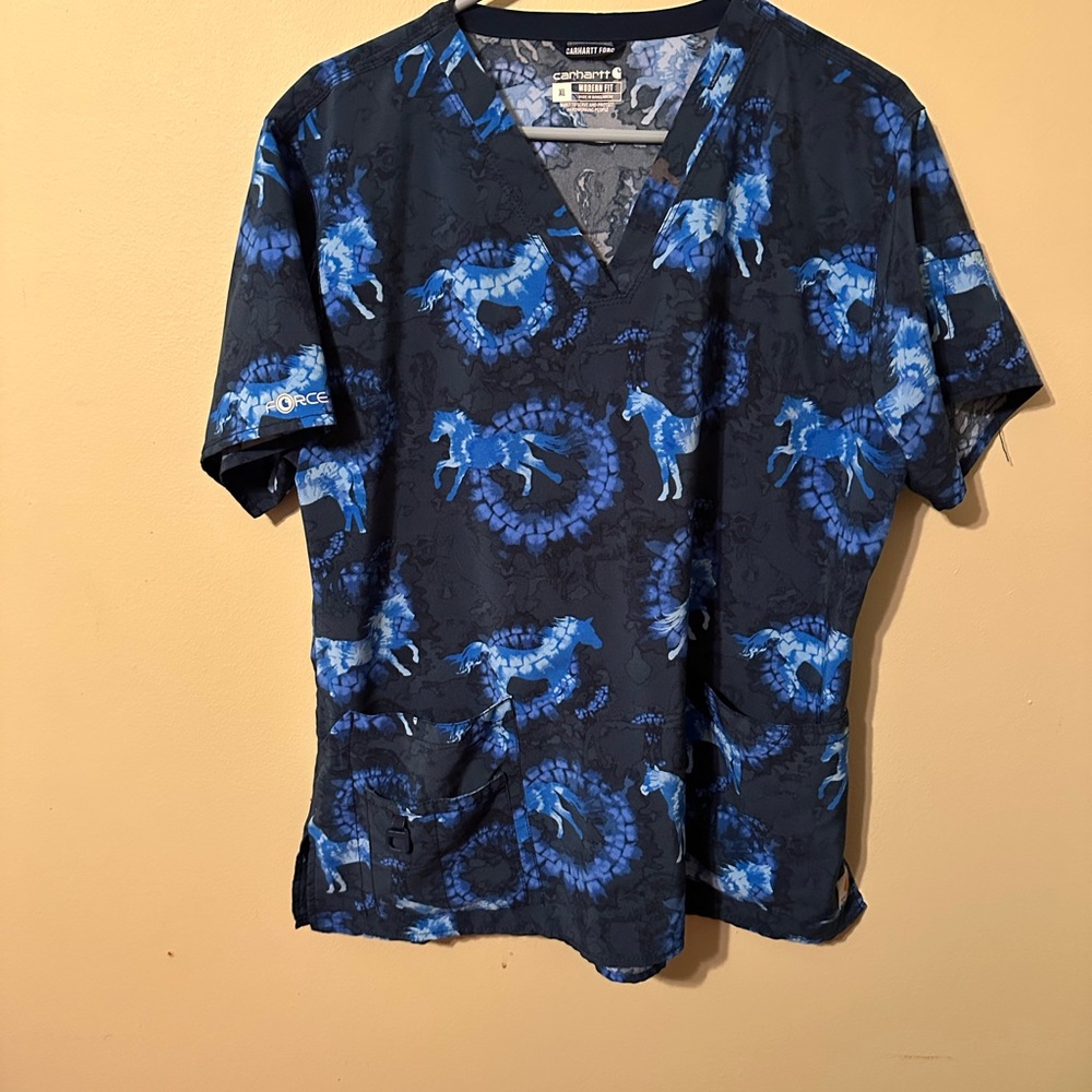 Carhartt Force Scrub Shirt in Blue and Gray, size X-Large